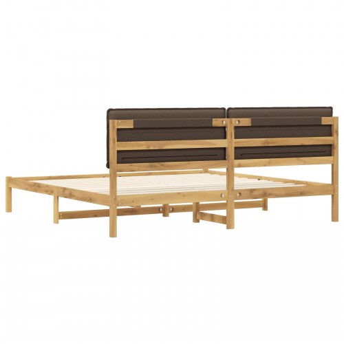 Sengestel med polstret hovedgavl 180 x 200 cm - hvidvasket og taupe