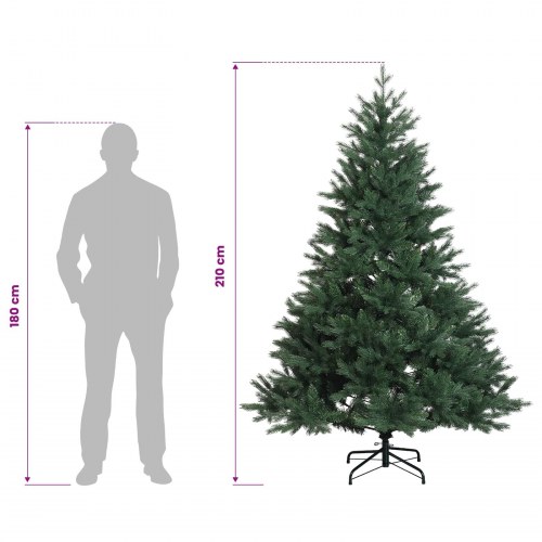 Kunstigt juletræ med julekugler 210 cm - 300 LED varm hvid