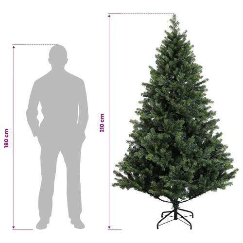 Kunstigt juletræ med kugler 210 cm - 300 LED varm hvid
