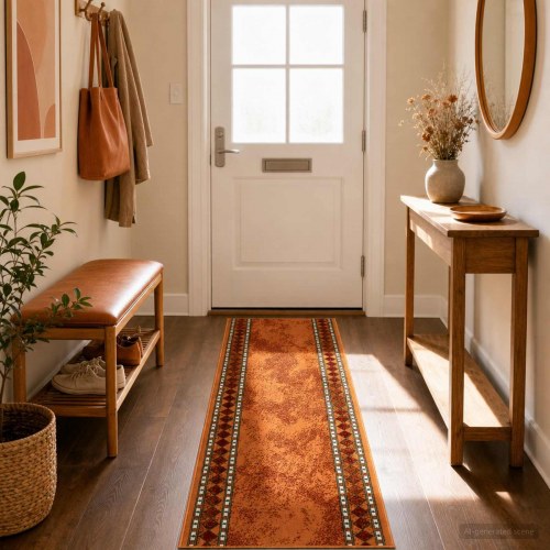 Løbertæppe FLORNES - orange diamanter 100 x 200 cm