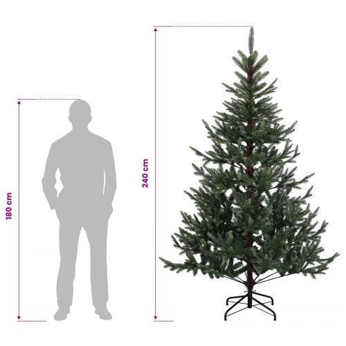 Kunstigt juletræ med julekugler og 300 LED - 240 cm