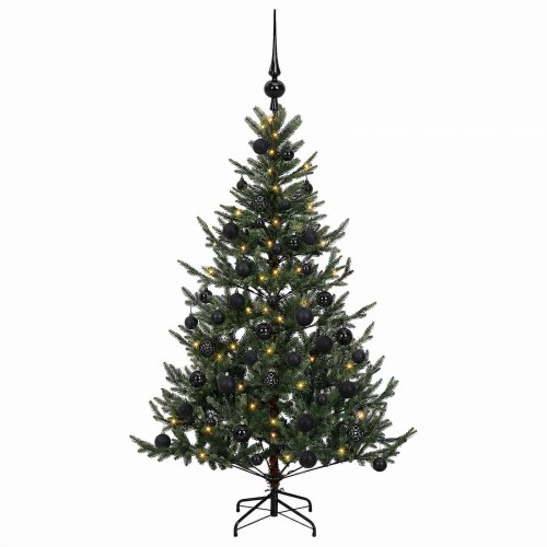 Kunstigt juletræ med LED-lys og julekugler - 120 cm
