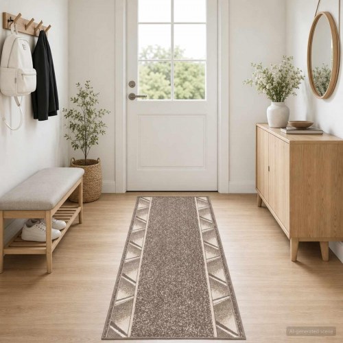 Løbertæppe FLORNES gråbrun zigzag 80 x 250 cm