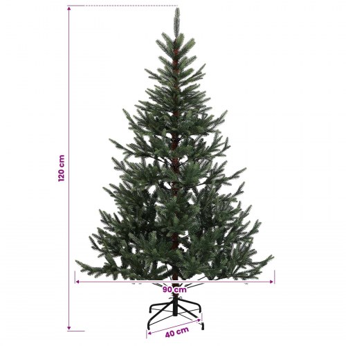 Kunstigt juletræ med julekugler og 150 LED - 120 cm