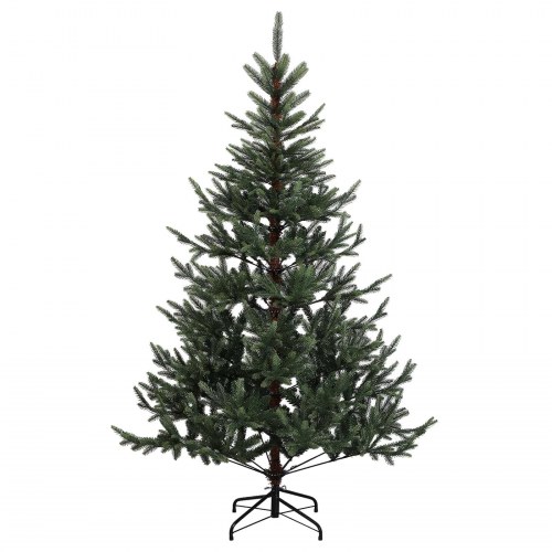 Kunstigt juletræ med julekugler og LED-lys 150 cm - varm hvid