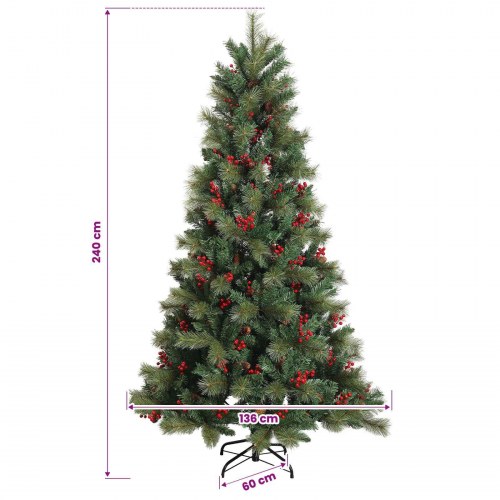 Kunstigt juletræ med julekugler og 300 LED - 240 cm, varm hvid