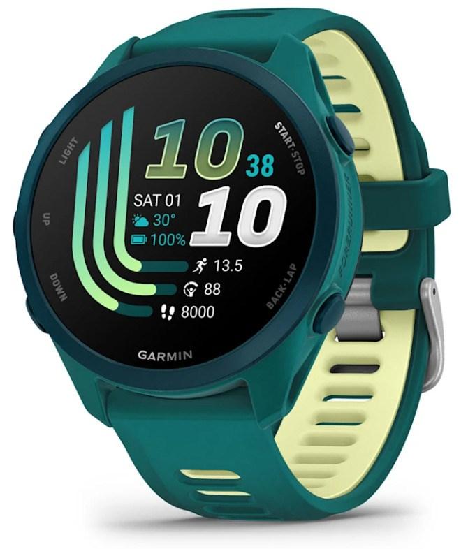 Garmin Forerunner 170 Music GPS-løbeur - 1.2" AMOLED Skærm, 80 Indbyggede Sports Apps - Grøn/Lemon