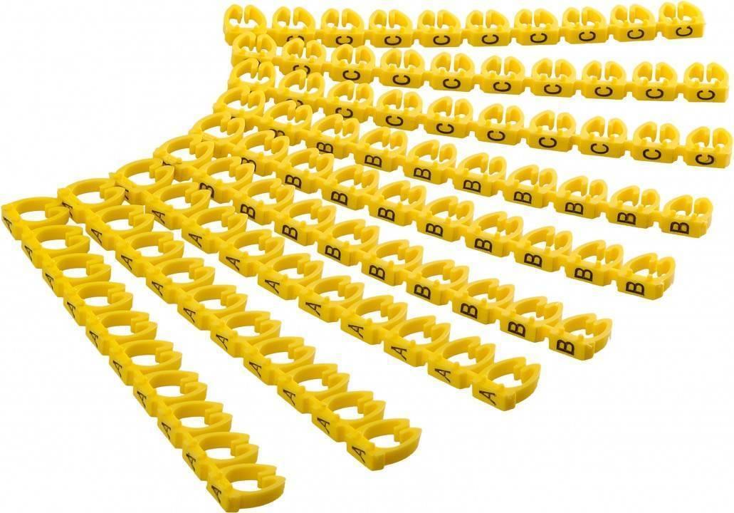Pro Cable marker clips 'Letters A-C' for cable diameters up to 6 mm