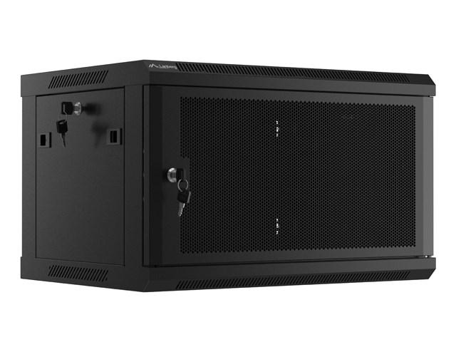 Lanberg - Rack kabinet - flad pakke, med perforeret dør, 600x450 - vægmonterbar - RAL 9004, sort - 6U - 19