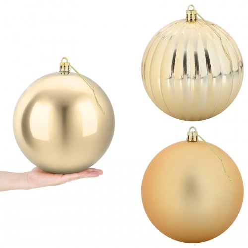 Julekuglesæt 3 stk. - guld, Ø 25 cm