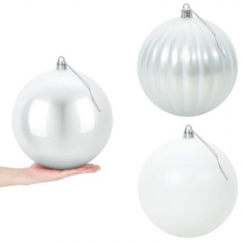 Julekuglesæt 3 stk. hvid - Ø 25 cm