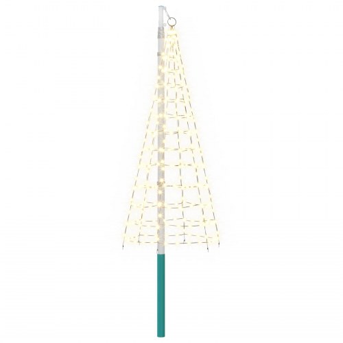 Juletræslys med flagstang og jordspyd - 180 cm, 200 LED, varm hvid