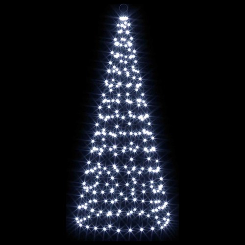 Juletræslys med flagstang 180 cm 200 LED - kold hvid