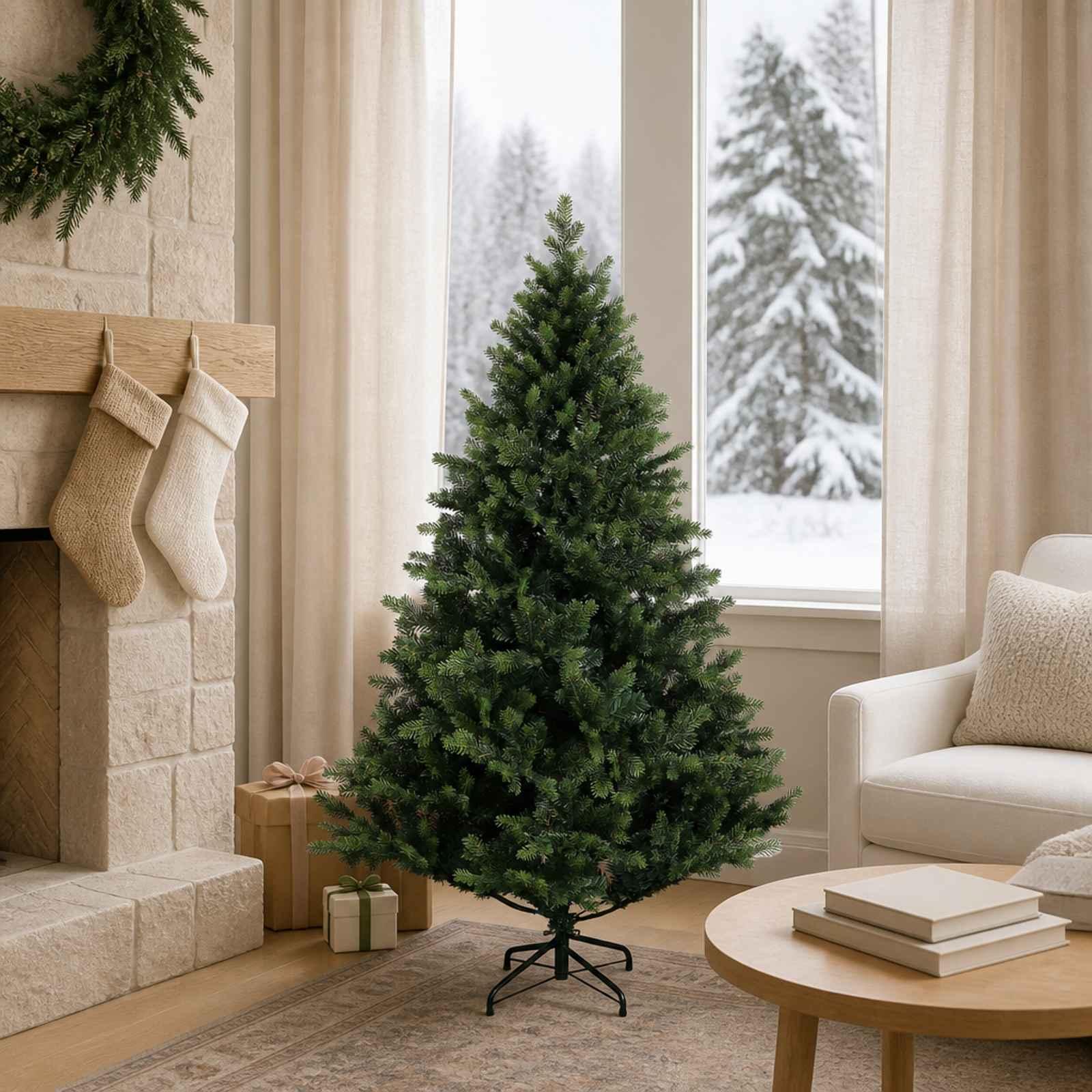 Kunstigt juletræ med hængslede grene - 120 cm, grøn