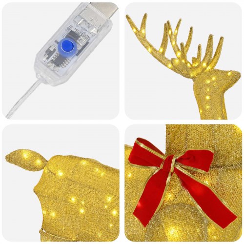 3D-julerensdyr LOVIISA med 140 LED'er - varm hvid, 70 x 26 x 128 cm