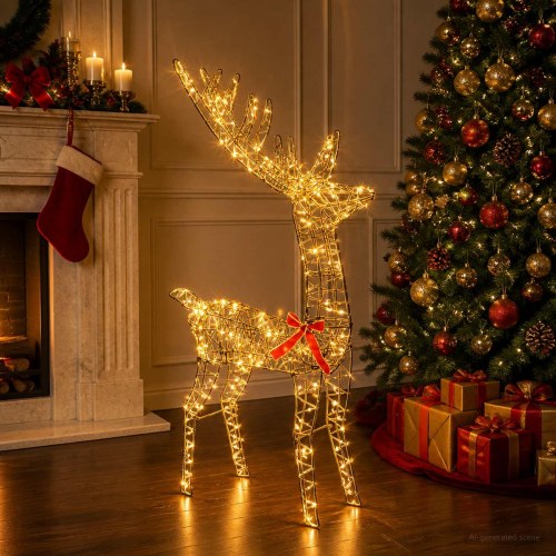 3D-julerensdyr LOVIISA med 300 LED - varm hvid