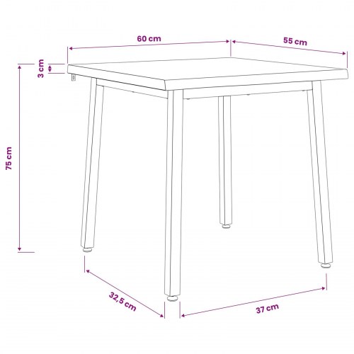 Spisebord med live edge i massivt akacietræ - 60 x 55 x 75 cm (OUTLET B)