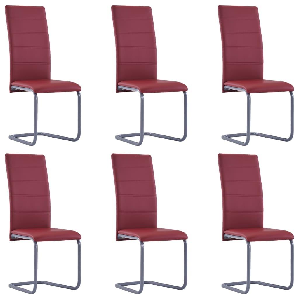 Spisebordsstole med cantilever 6 stk. kunstlæder rød