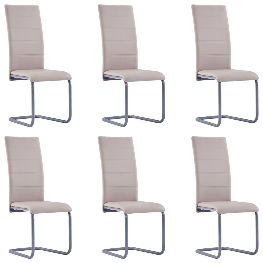 Spisebordsstole med cantilever 6 stk. kunstlæder cappuccino