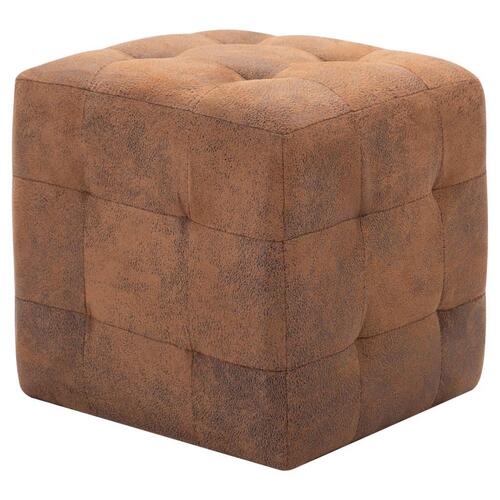 Puf 2 stk. 30 x 30 x 30 cm imiteret ruskind brun