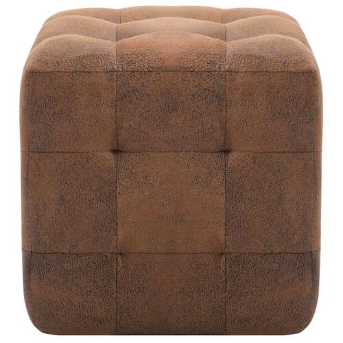 Puf 2 stk. 30 x 30 x 30 cm imiteret ruskind brun