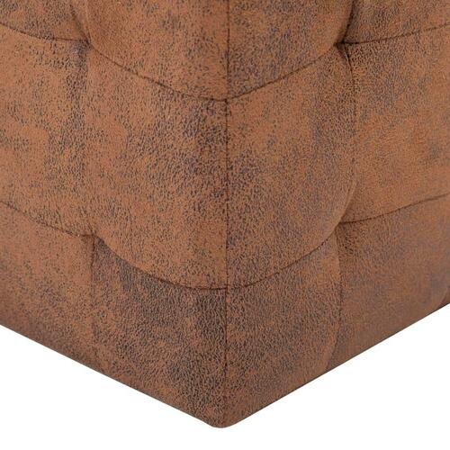 Puf 2 stk. 30 x 30 x 30 cm imiteret ruskind brun