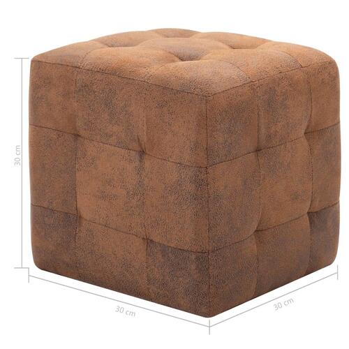 Puf 2 stk. 30 x 30 x 30 cm imiteret ruskind brun