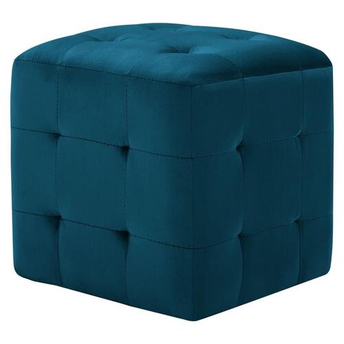 Puf 2 stk. 30 x 30 x 30 cm fløjlsstof blå