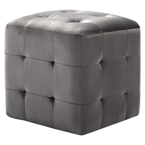 Puf 2 stk. 30 x 30 x 30 cm fløjlsstof grå