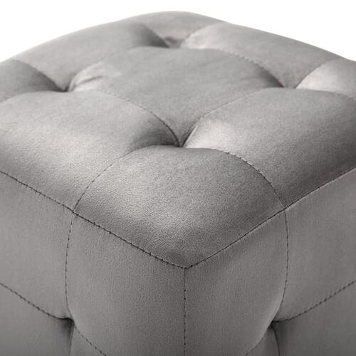 Puf 2 stk. 30 x 30 x 30 cm fløjlsstof grå
