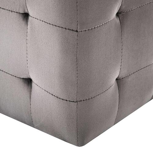 Puf 2 stk. 30 x 30 x 30 cm fløjlsstof grå