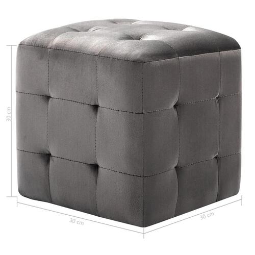 Puf 2 stk. 30 x 30 x 30 cm fløjlsstof grå