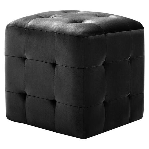 Puf 2 stk. 30 x 30 x 30 cm fløjlsstof sort