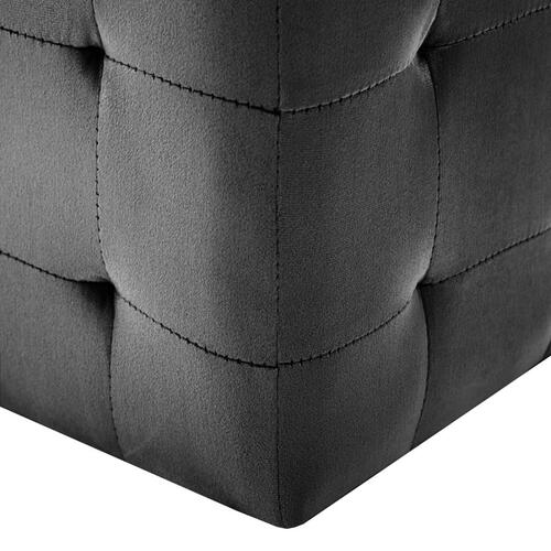 Puf 2 stk. 30 x 30 x 30 cm fløjlsstof sort