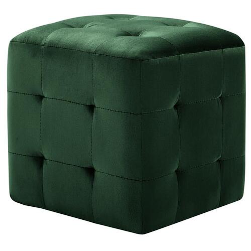 Puf 2 stk. 30 x 30 x 30 cm fløjlsstof grøn