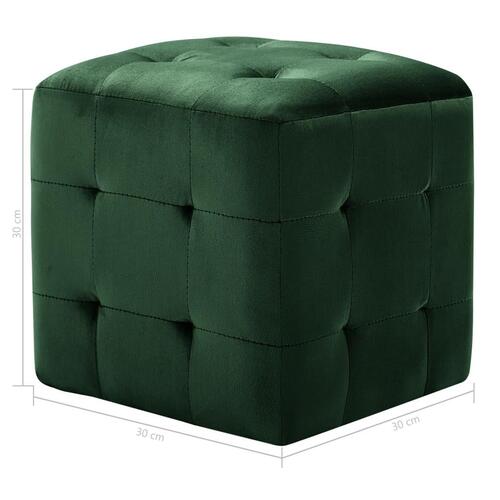 Puf 2 stk. 30 x 30 x 30 cm fløjlsstof grøn