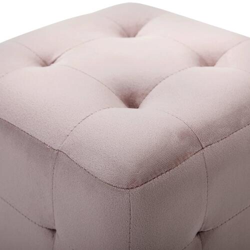 Puf 2 stk. 30 x 30 x 30 cm fløjlsstof pink