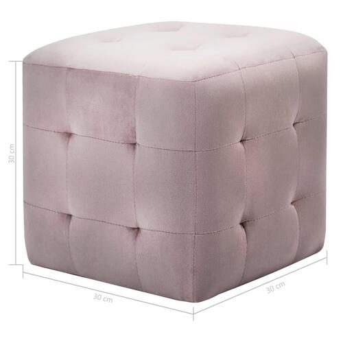 Puf 2 stk. 30 x 30 x 30 cm fløjlsstof pink