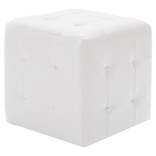 Puf 2 stk. 30 x 30 x 30 cm kunstlæder hvid
