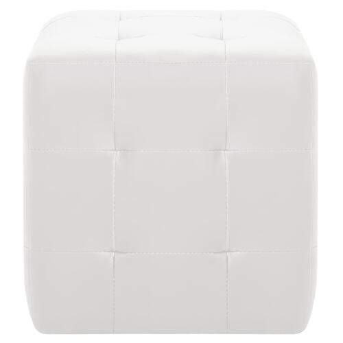 Puf 2 stk. 30 x 30 x 30 cm kunstlæder hvid