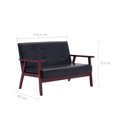 2 personers sofa kunstlæder sort