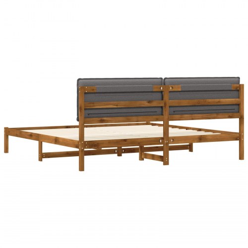 Sengeramme med polstret hovedgavl 180 x 200 cm - naturfarvet/lysegrå