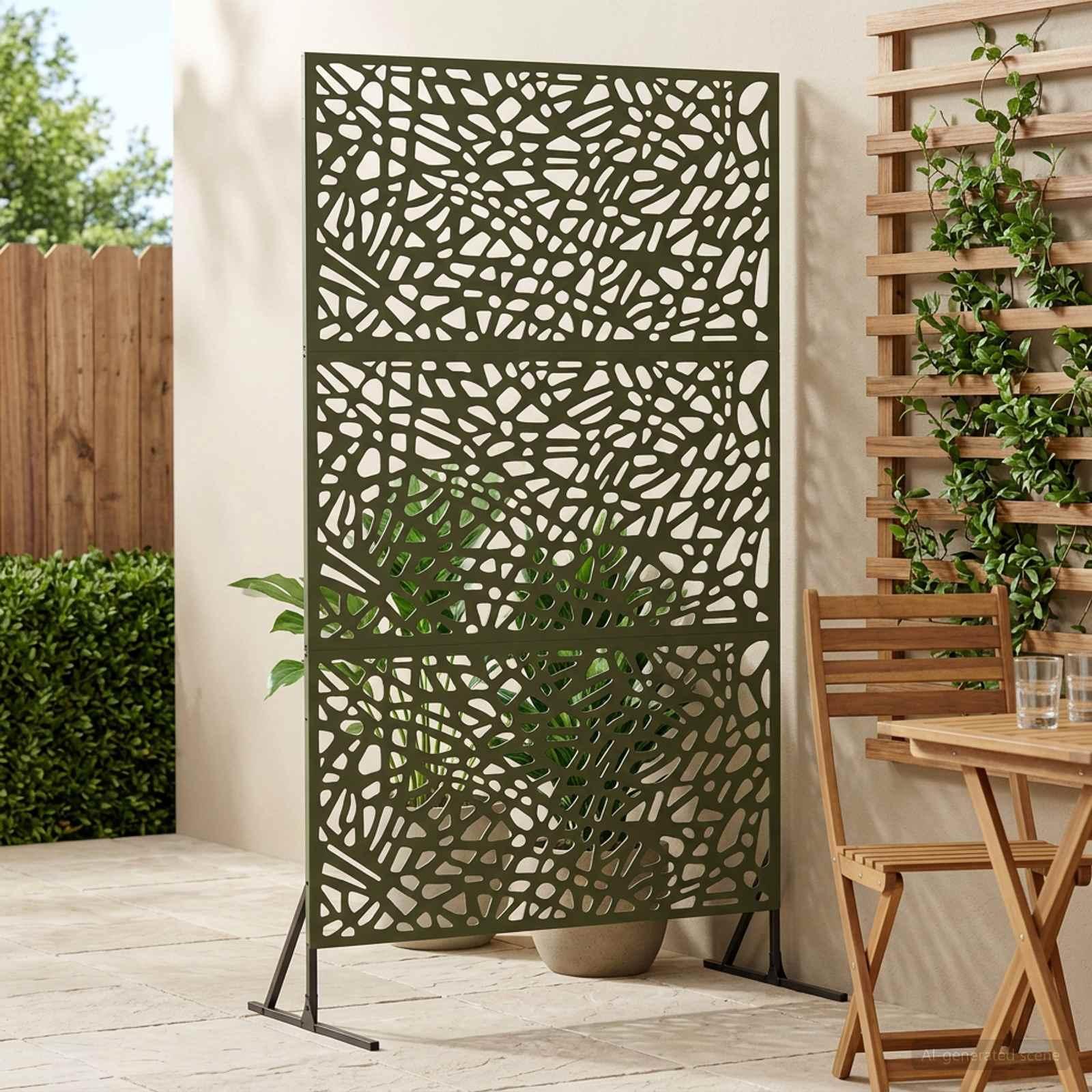 Privatlivsskærm i stål 100 x 50 x 180 cm - olivengrøn