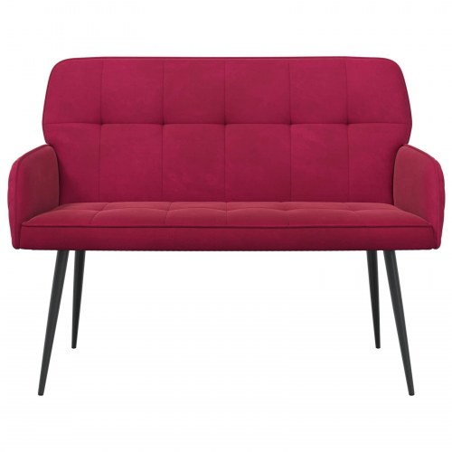 2-personers sofa i fløjl med metalben - vinrød