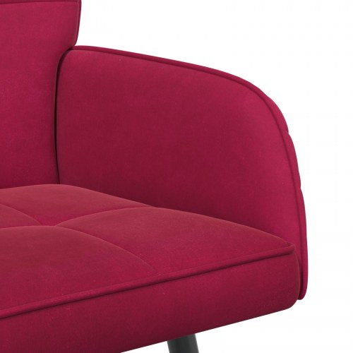 2-personers sofa i fløjl med metalben - vinrød