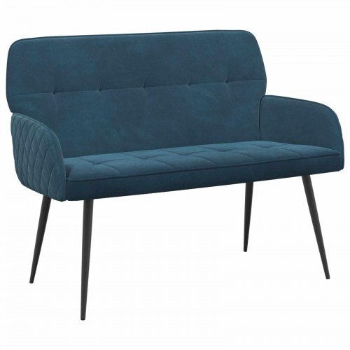 2-personers sofa i blå fløjl med metalben