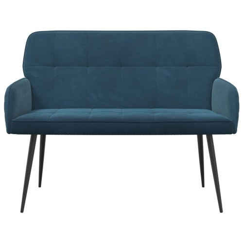 2-personers sofa i blå fløjl med metalben