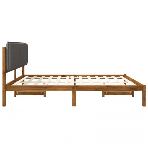 Sengestel med polstret hovedgavl 200 x 200 cm - naturfarvet og lysegrå