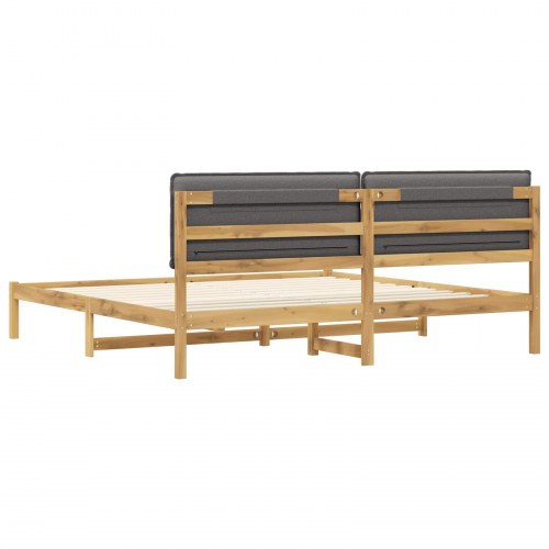 Sengestel med polstret hovedgavl 180 x 200 cm - hvidvasket og lysegrå