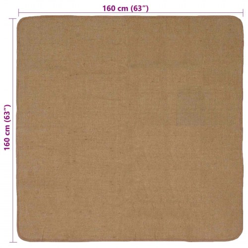 Gulvtæppe i jute 160 x 160 cm - lys brun
